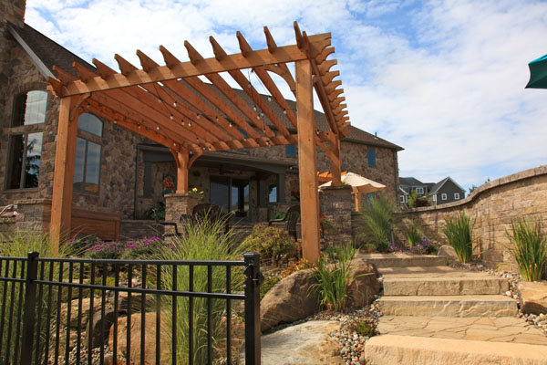 Cedar Pergola with Outdoor Lighting